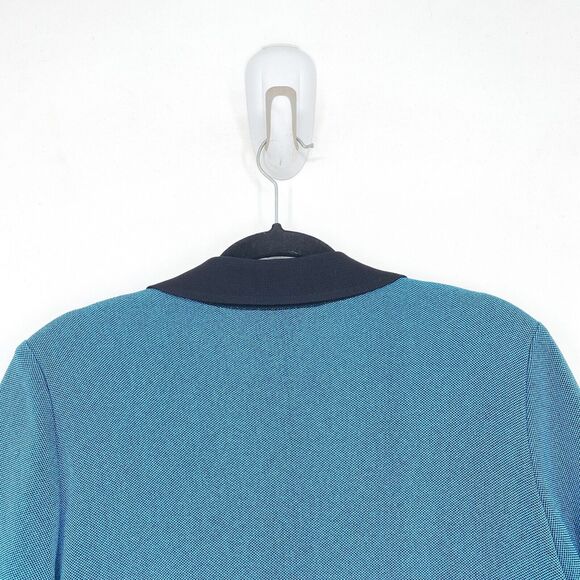 VTG Misook Exclusively Women L Blazer Jacket Turquoise Blue Shoulder Pad Acrylic - Picture 5 of 6